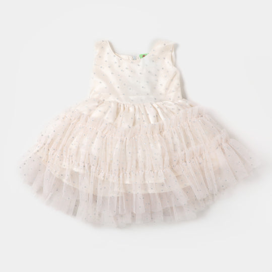 Infant Girls Fancy Frock Glitter Dots - OFF-White