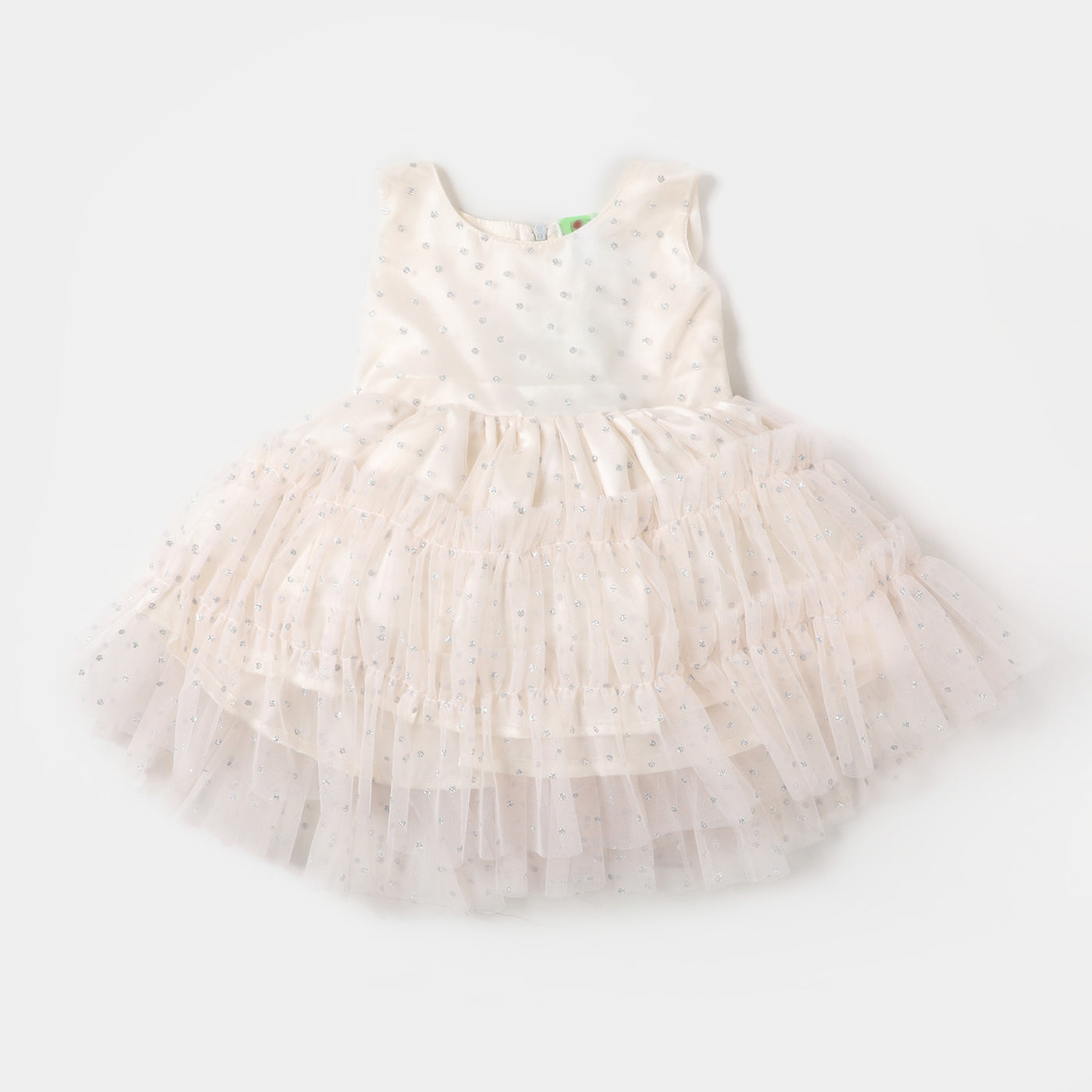 Infant Girls Fancy Frock Glitter Dots - OFF-White