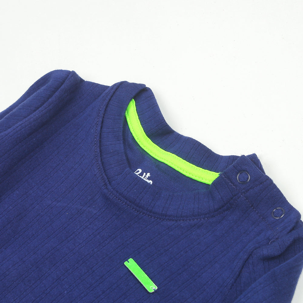 Rib T-Shirt For Infant -Navy Blue