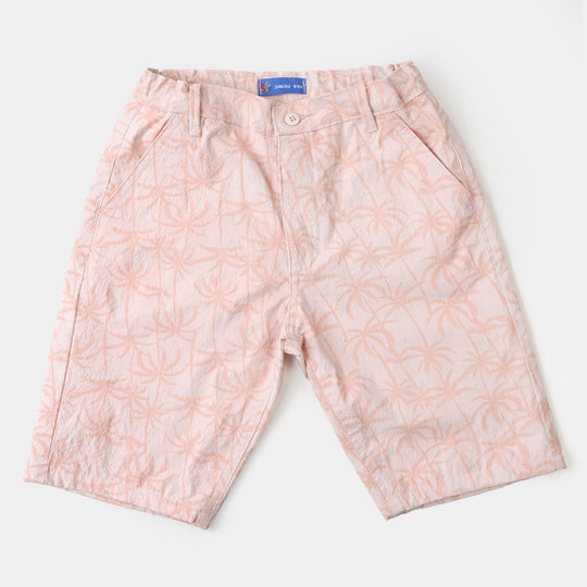 Boys Cotton Short Palm Trees - Peach