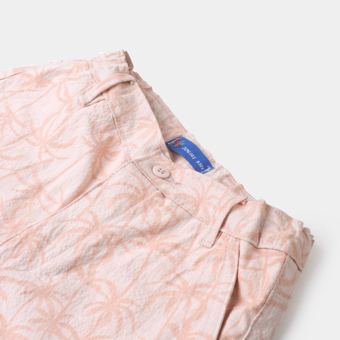 Boys Cotton Short Palm Trees - Peach