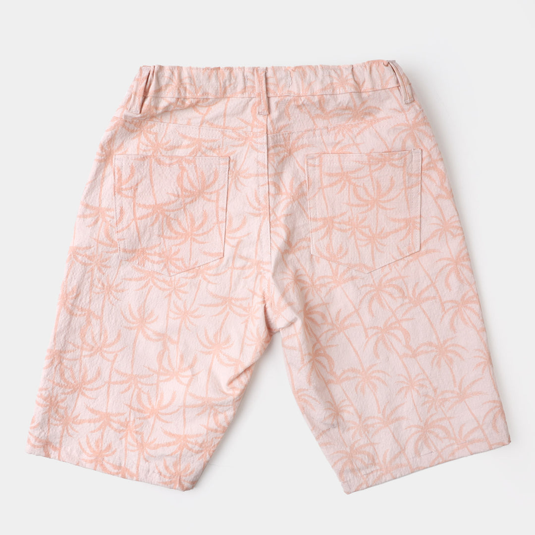 Boys Cotton Short Palm Trees - Peach