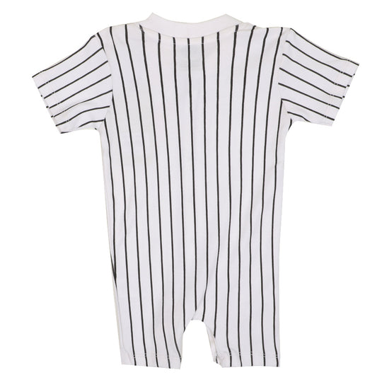 Infant Boys Knitted Romper Baseball - B.White