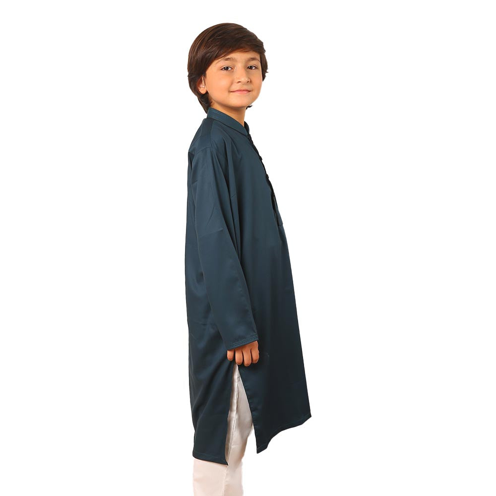 Boys Dobby Kurta Baboon-Teal