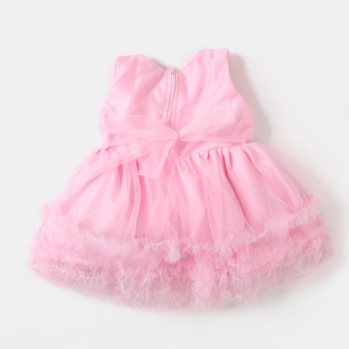 Infant Girls Fancy Net Frock Flower - Pink