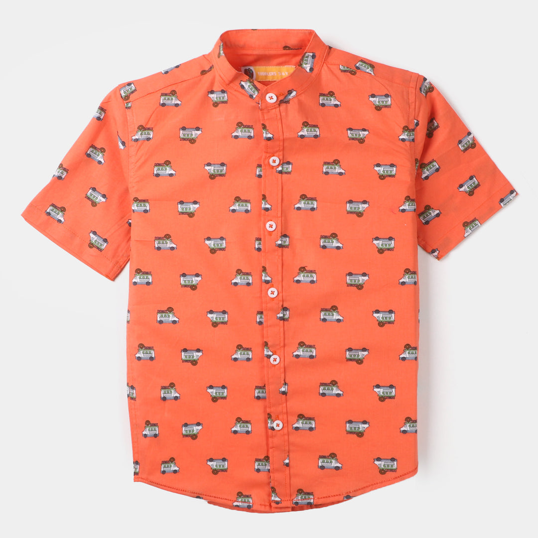 Boys Cotton Casual Shirt Donut - ORANGE