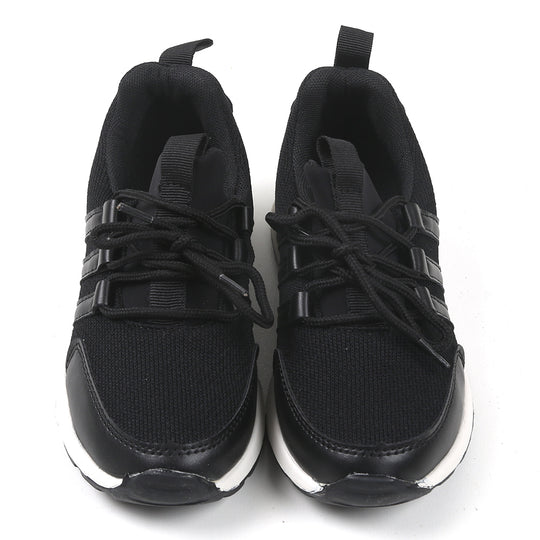 Casual Lace Up Sneakers For Boys - Black