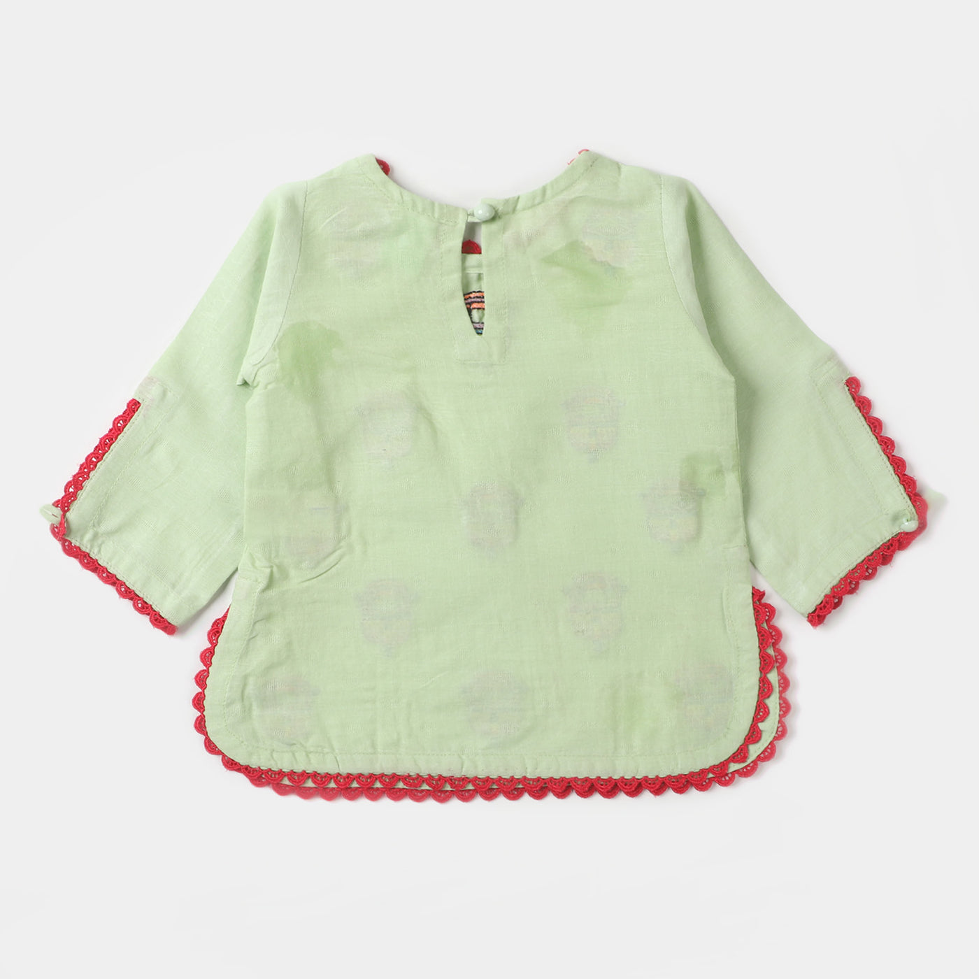 Infant Girls Jacquard Embroidered Kurti Rikshaw Ride - Grape Green