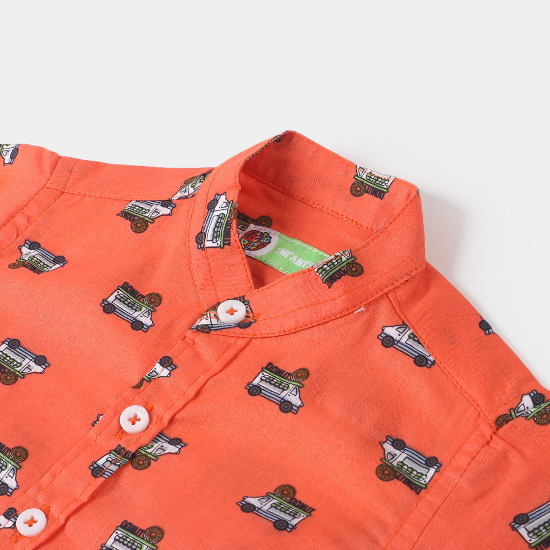 Infant Boys Cotton Casual Shirt Donut - ORANGE