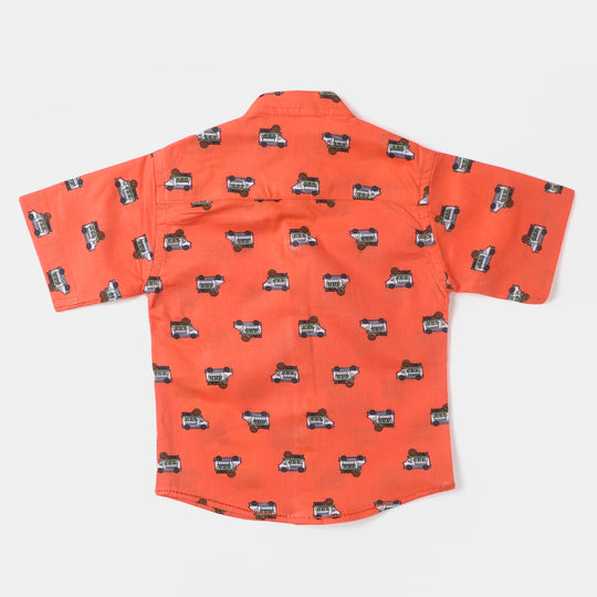 Infant Boys Cotton Casual Shirt Donut - ORANGE