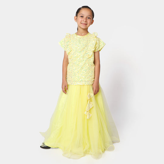 Girls Chiffon 2Pcs Suit Fusion - Yellow