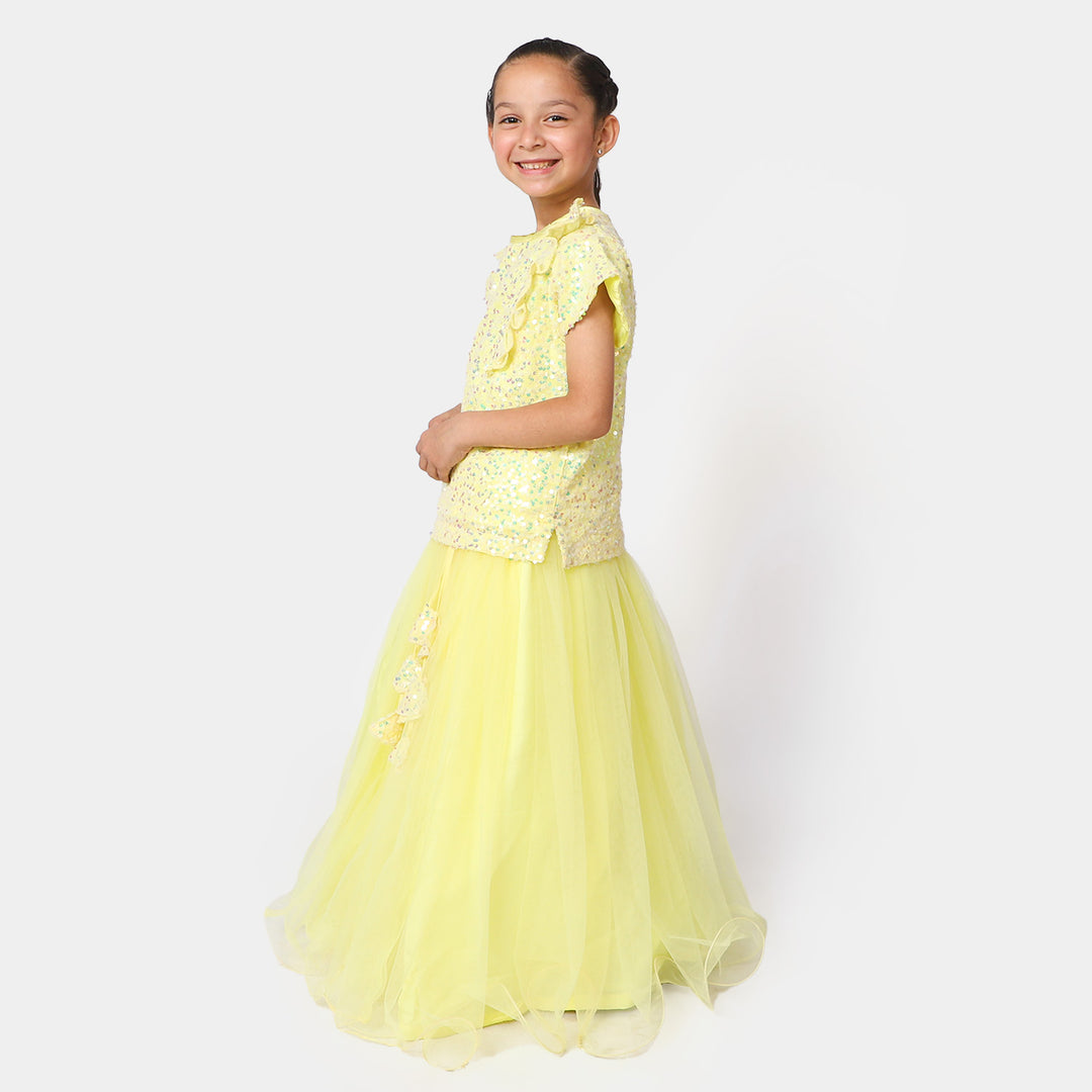 Girls Chiffon 2Pcs Suit Fusion - Yellow