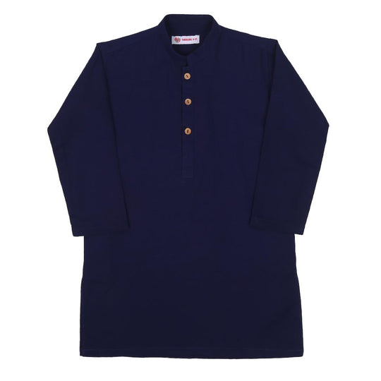 Boys Basic Kurta Slub-Navy