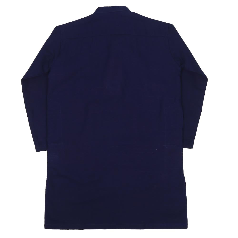 Boys Basic Kurta Slub-Navy