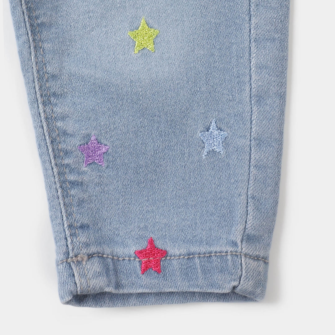 Infant Girls Denim Pant Stars - Ice Blue