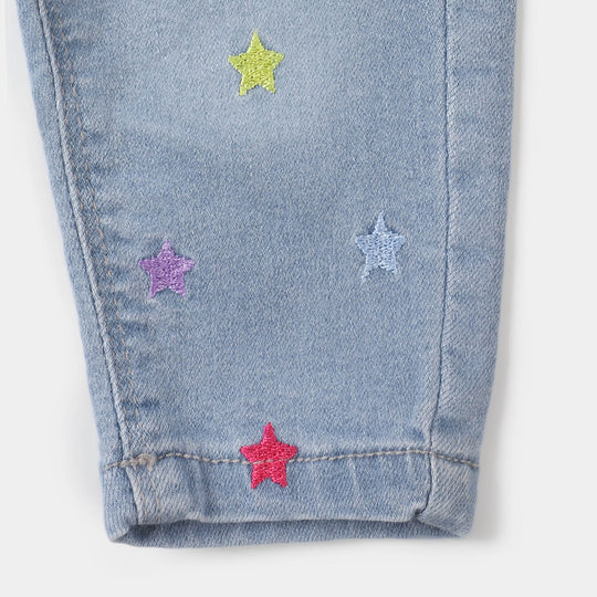 Infant Girls Denim Pant Stars - Ice Blue