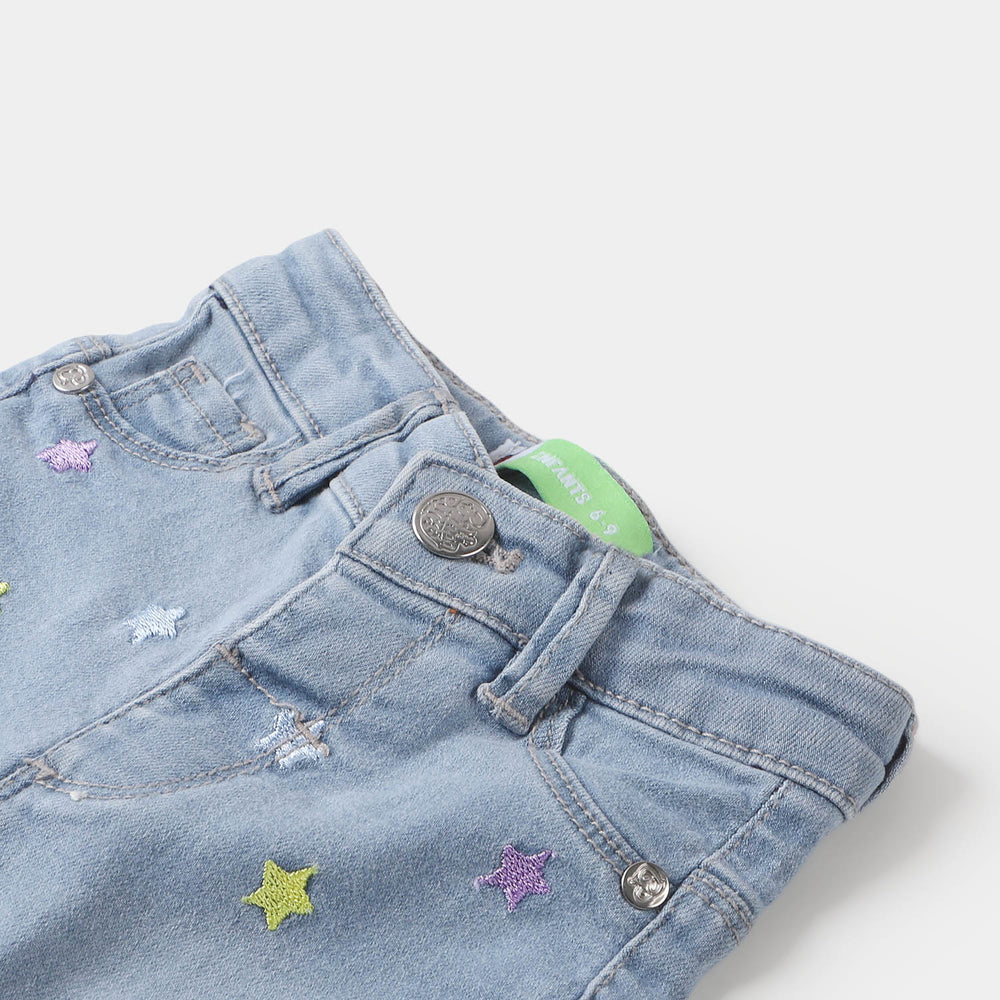 Infant Girls Denim Pant Stars - Ice Blue