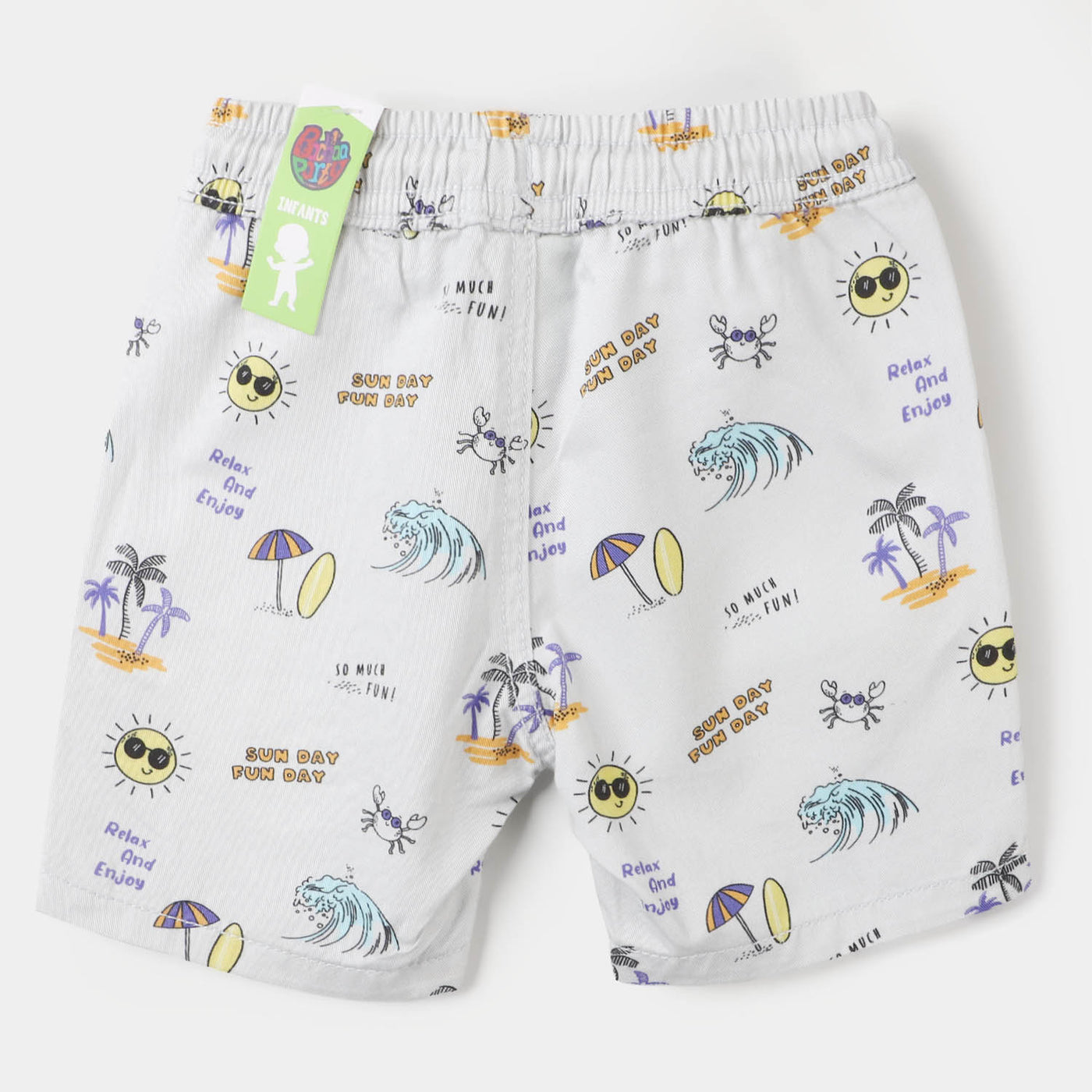 Infant Boys Cotton Short Printed - Light Grey