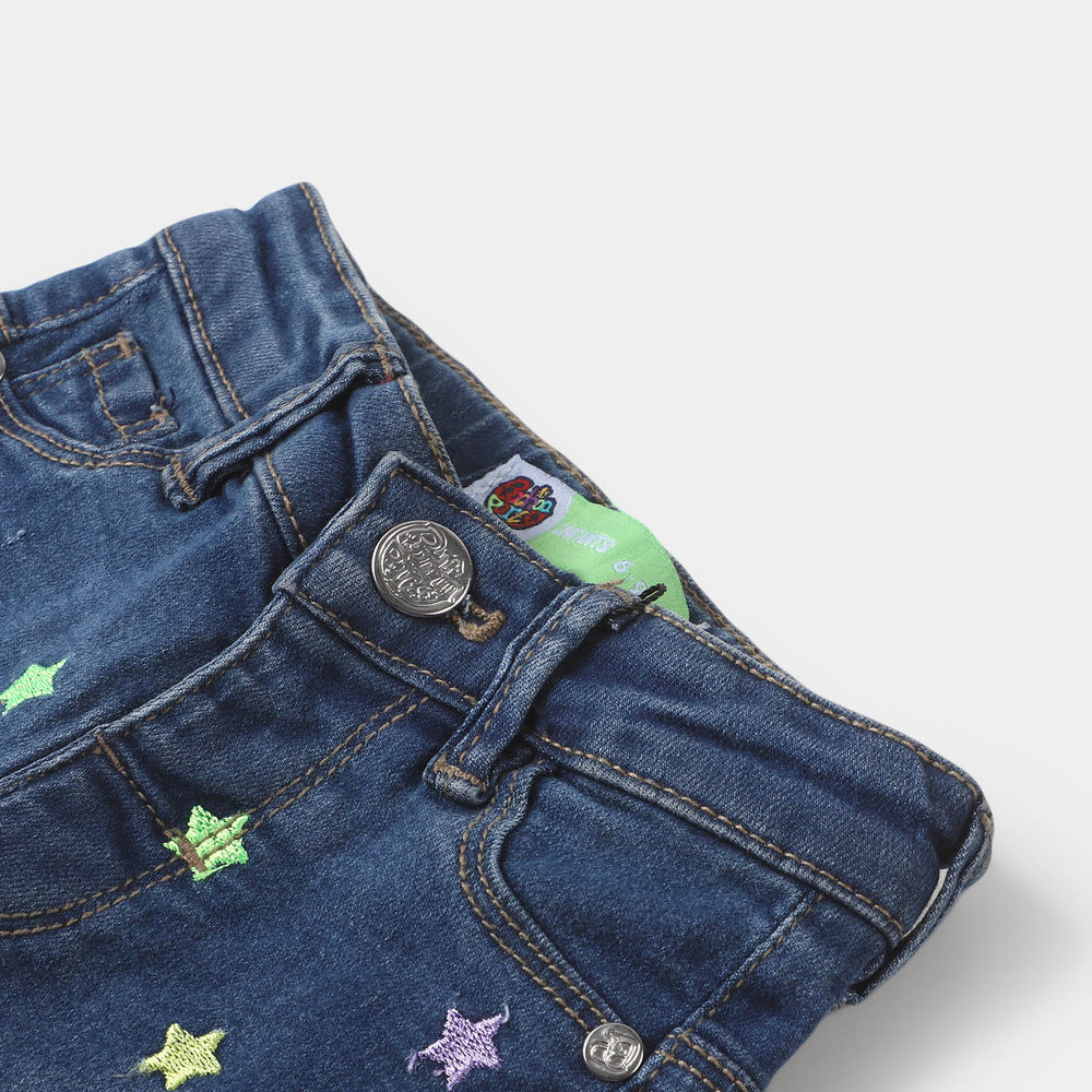 Infant Girls Denim Pant Stars - DARK BLUE