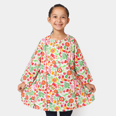 Girls Cotton Digital Printed Kurti Floral | Multi