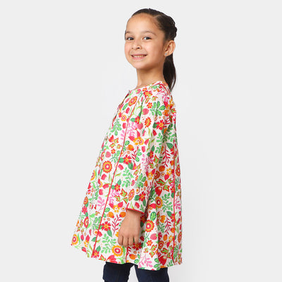 Girls Cotton Digital Printed Kurti Floral | Multi