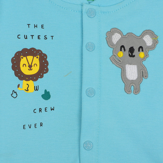 Infant Boys Knitted Romper Cutest Crew - Light Blue