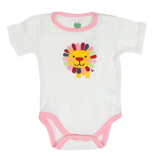 Infant Basic Romper Unisex Flower - White