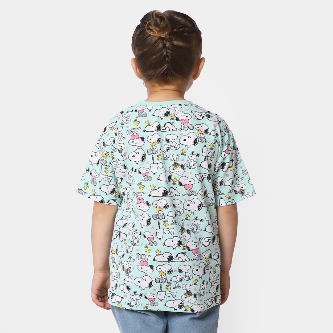 Girls T-Shirt Character Printed  | Sea Green