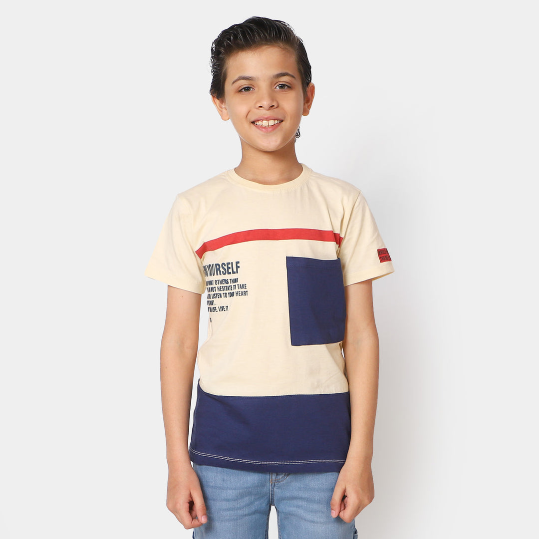 Boys Cotton T-Shirt Be Yourself - Cream