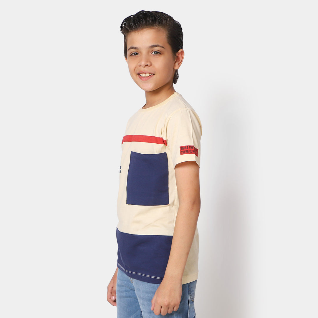 Boys Cotton T-Shirt Be Yourself - Cream