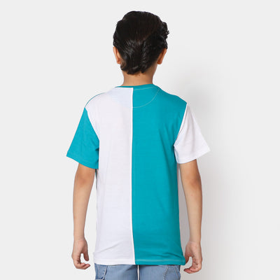 Boys Cotton T-Shirt  Character - Blue/White