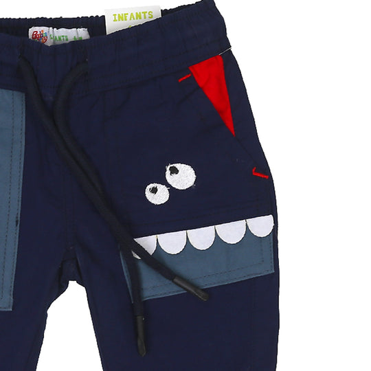 Infant Boys Pant Cotton Little Monster - Navy