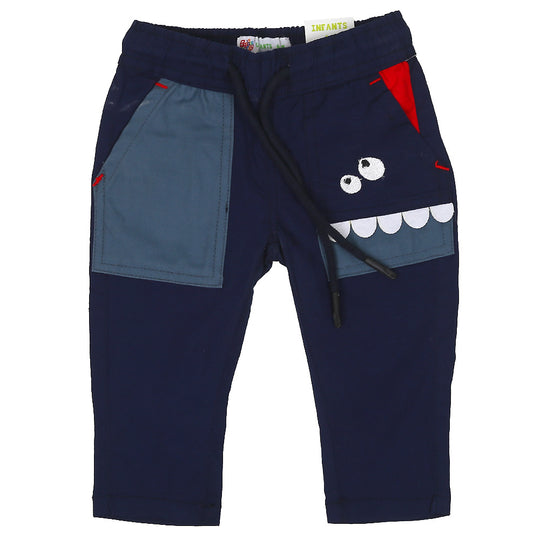 Infant Boys Pant Cotton Little Monster - Navy