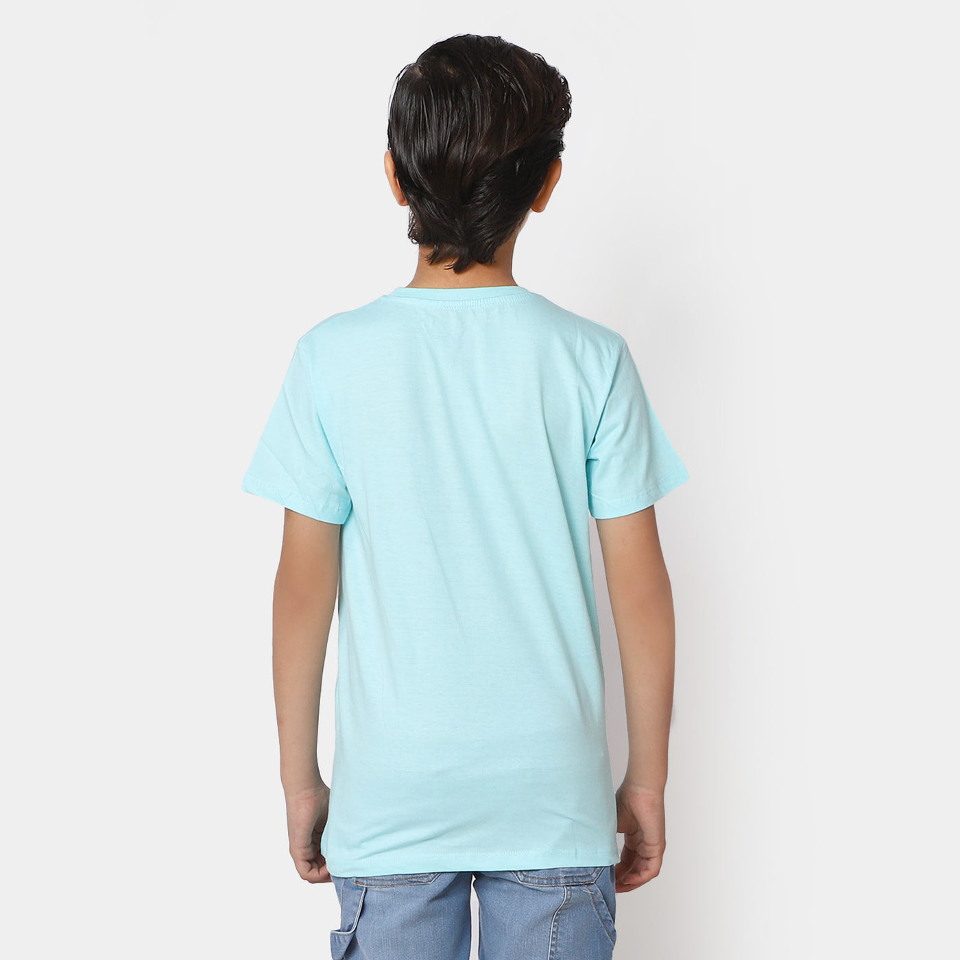 Boys Jersey Round Neck T-Shirt Shark - Sky Blue