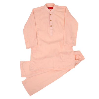 Boys Embroidered Kurta Pajama Suit Diamond - Peach