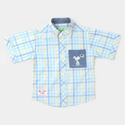 Infant Boys Yarn Dyed Casual Shirt Hi- Light Blue