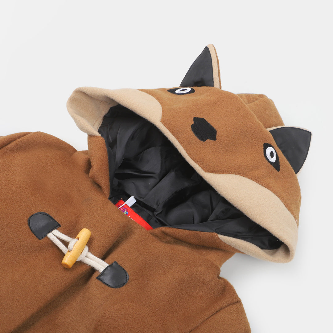 Boys Woolen Trench Coat - BROWN