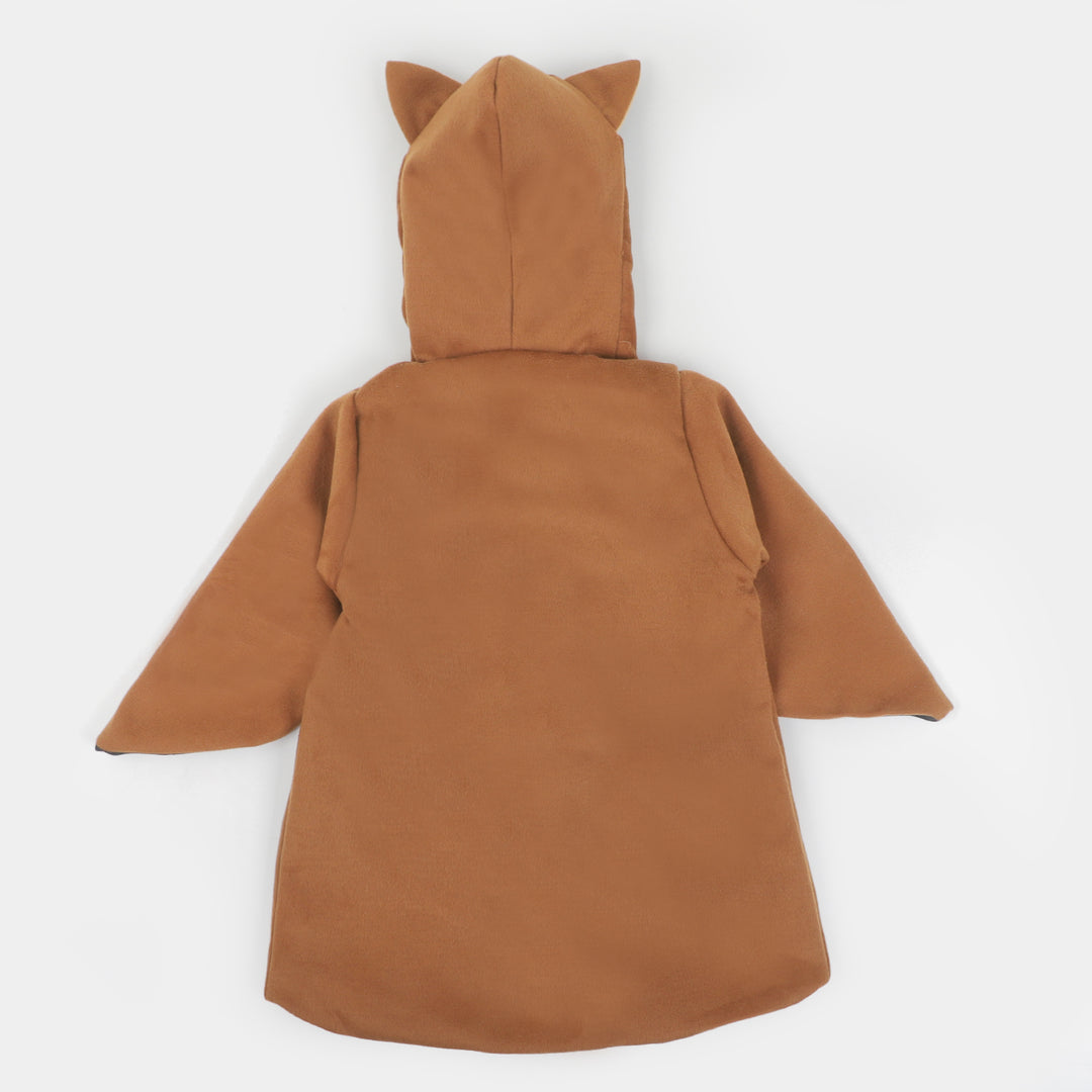 Boys Woolen Trench Coat - BROWN