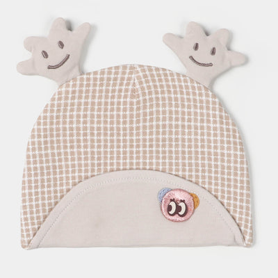 Baby Cap/Hat 6-9M | Check Brown