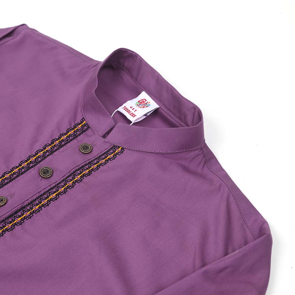 Boys Embroidered Kurta Decorative - Purple