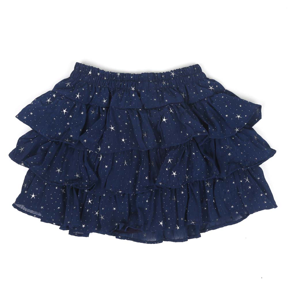 Girls Short Skirts Silver Stars - Navy