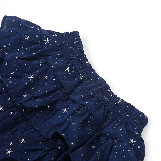 Girls Short Skirts Silver Stars - Navy