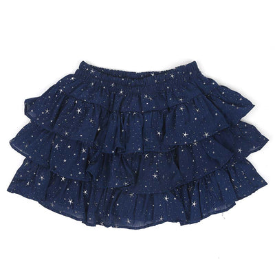 Girls Short Skirts Silver Stars - Navy