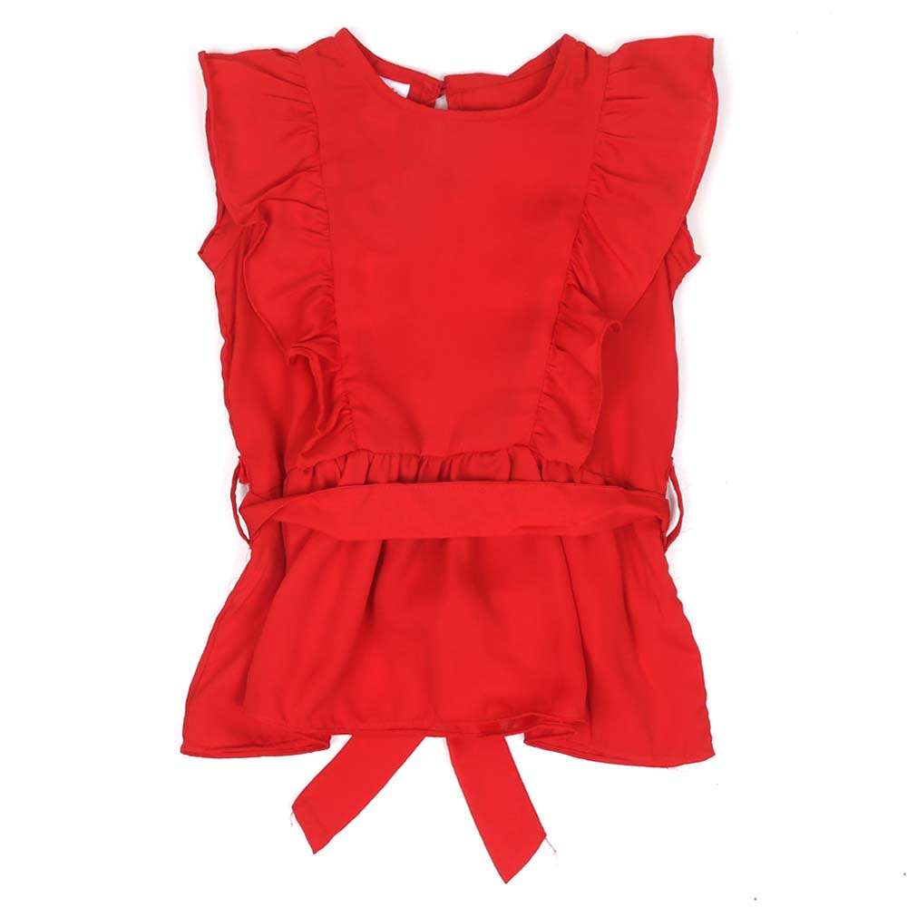 Girls Casual Top Red Rose - Red