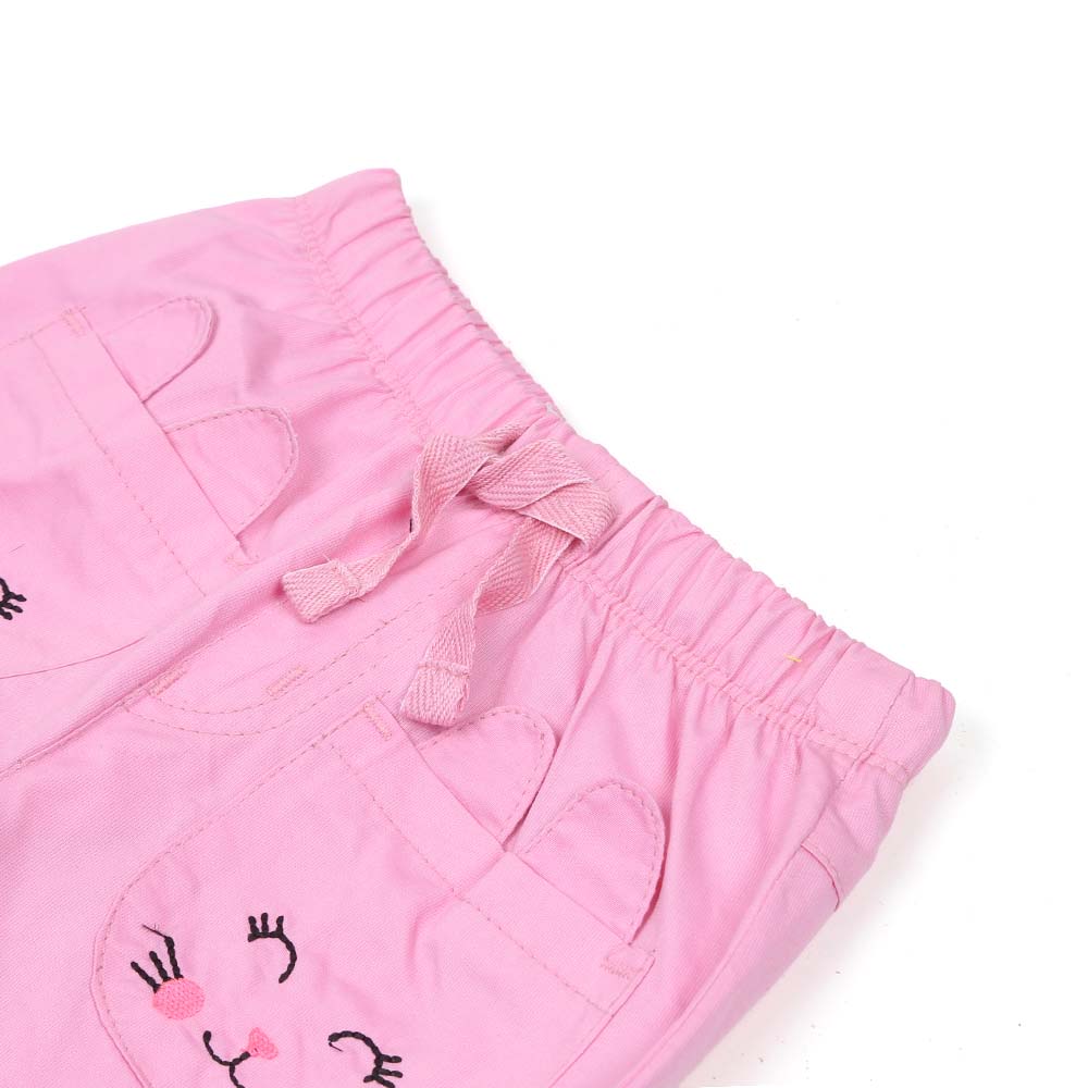 Infant Catty EMB Cotton Short For Girls - Pink