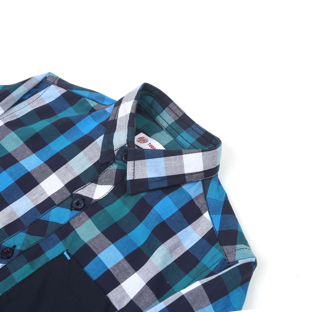 Boys Casual Shirt Check Blue - Blue Check