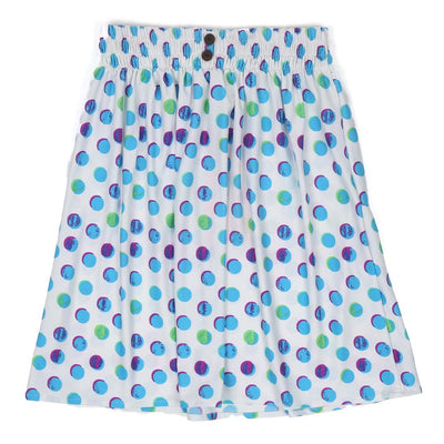 Girls Short Skirt Multi Dots - White