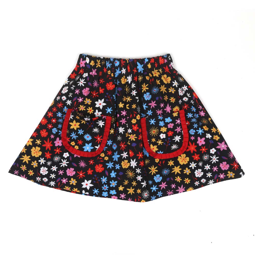 Infant Girls Digital Print Short Skirt Funk Flora - Black