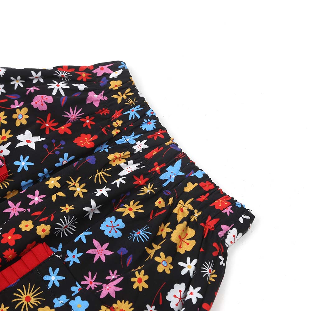 Infant Girls Digital Print Short Skirt Funk Flora - Black