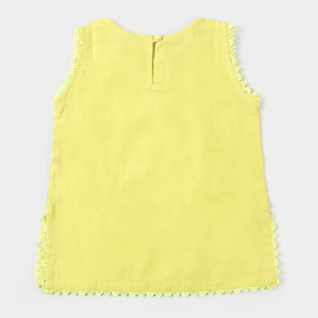 Infant Girls Jacquard Embroidered Kurti Mermaid - Yellow